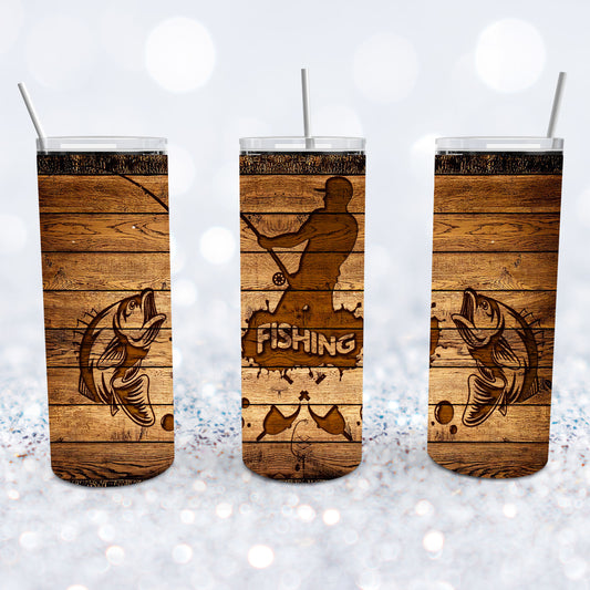 Woodgrain Fishing Tumbler