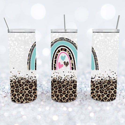 Leopard Glitter Rainbow Tumbler