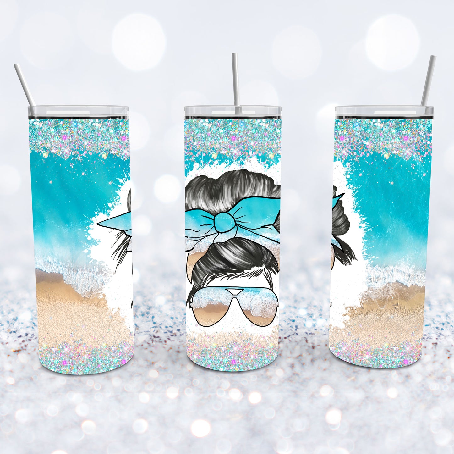 Messy Bun Beach Girl Tumbler