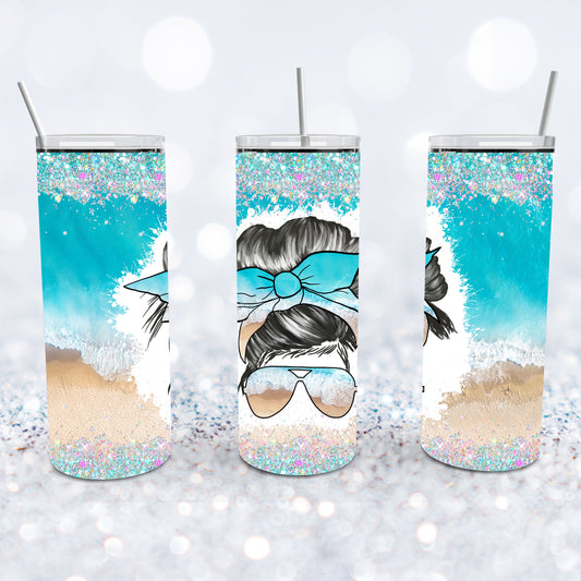 Messy Bun Beach Girl Tumbler