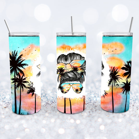 Messy Bun Sunset Tumbler