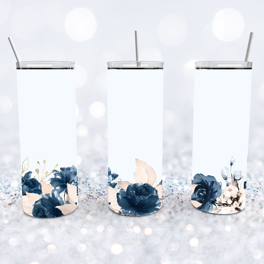 Blue & Peach Roses Tumbler