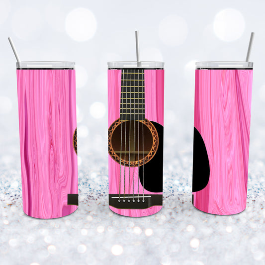 Bright Pink Acoustic Guitar Tumbler