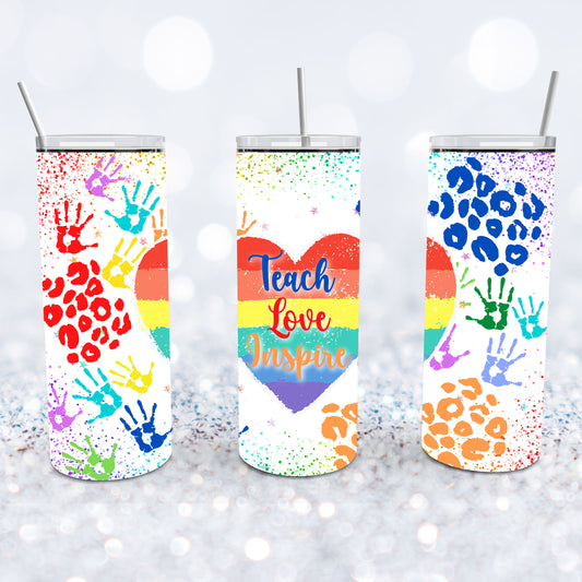 Teach Love Inspire Heart Tumbler