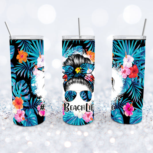 Messy Bun Beach Life Tumbler