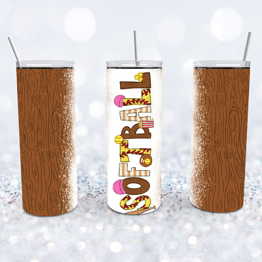 Whimsical Girl's Softball Tumbler