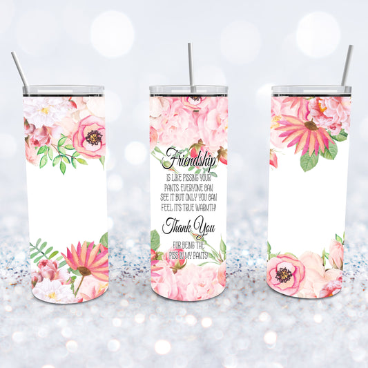 Funny Friendship With Watercolor Flowers Tumbler