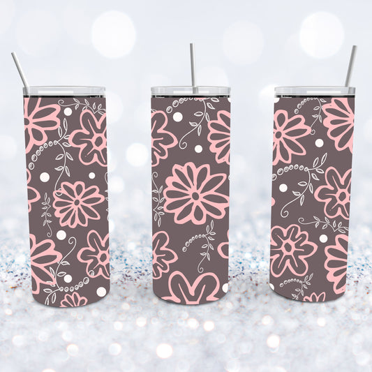 Pink Wild Flowers Tumbler