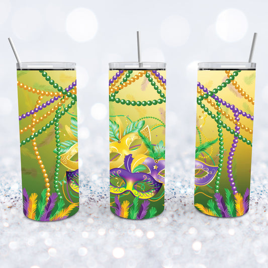 Mardi Gras Masks and Beads Tumbler