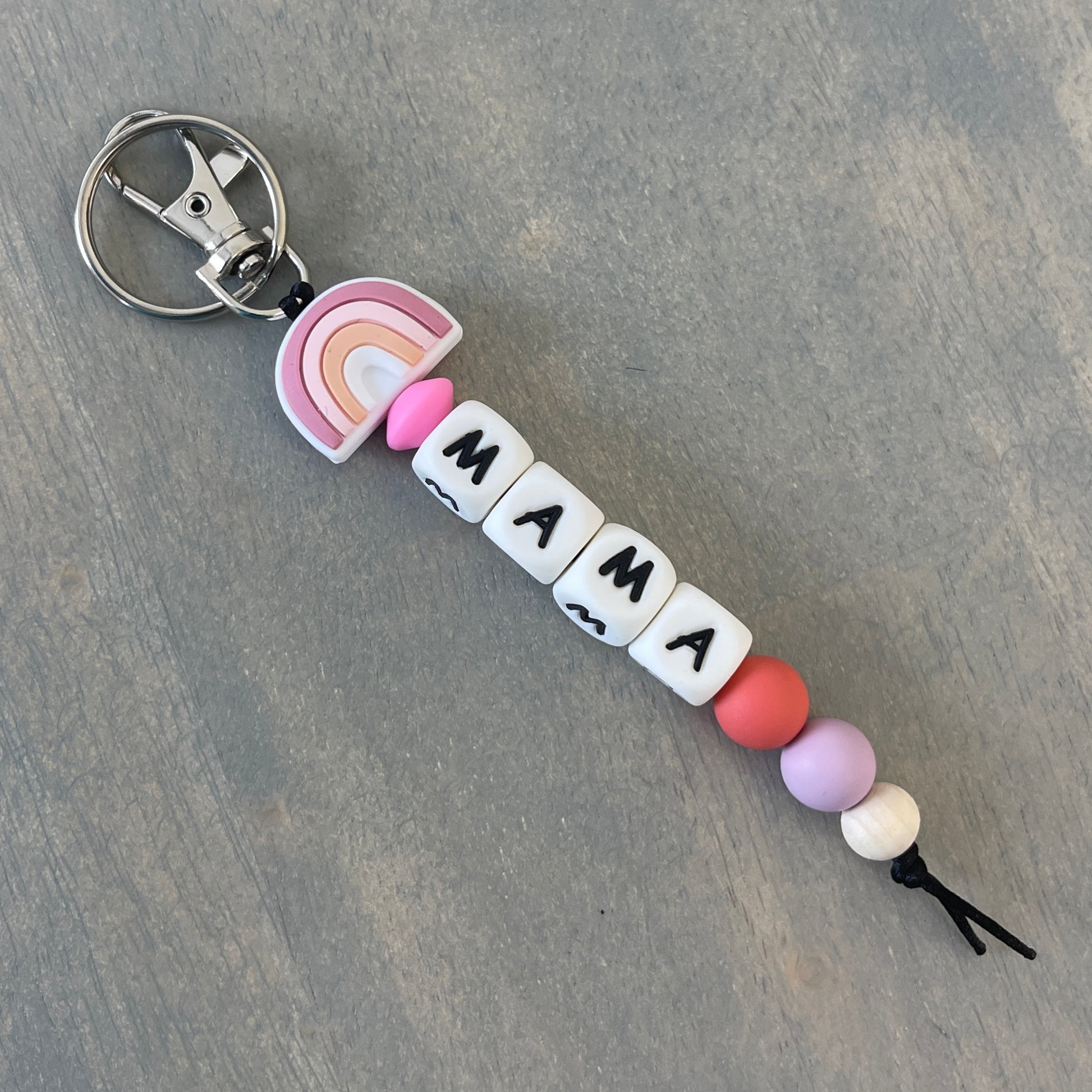 Multicolor Silicone Silicone Bead Keychain With Tassel, Wood Beads